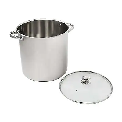 16 Quart Stock Pot Stainless Steel Large Kitchen Soup Big Cooking Tempered Glass • $24.98