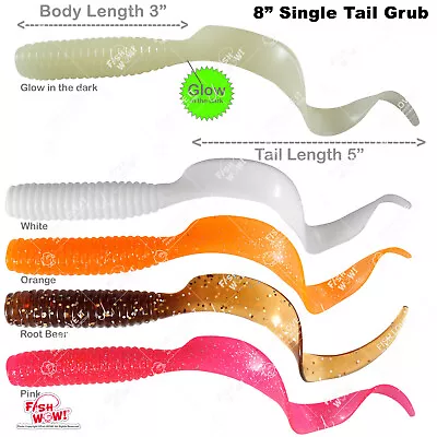 8  (w/ Tail Extended) Curly Tail Perch Grub Single Tail Pink White Orange 5  Lot • $10.88
