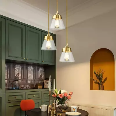 Modern 3 Lights Glass Chandelier Modern Gold Cluster Ceiling Lamp Fixtures • $77