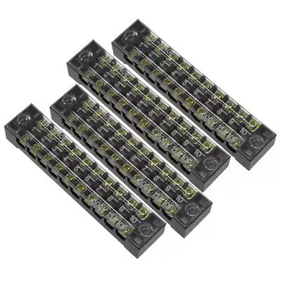 4pcs Wire Barrier Block Terminal Strip 10 Positions Dual Rows 600V 15A • $15.08