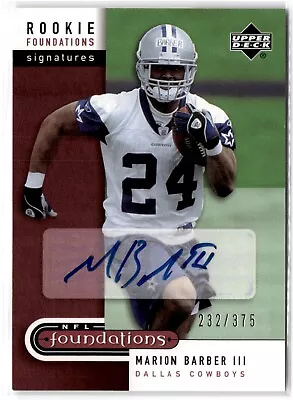 Marion Barber 2005 UD Foundations RC Auto /375 Cowboys • $13.99