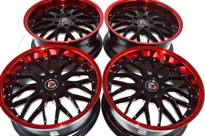 4 New DDR R6 18x8 5x114.3 35mm Black/Red Lip 18  Rims Wheels • $779