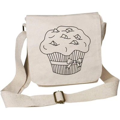 £11.99 • Buy 'Cupcake' Small Cotton Canvas Messenger Bag (MS00001798)