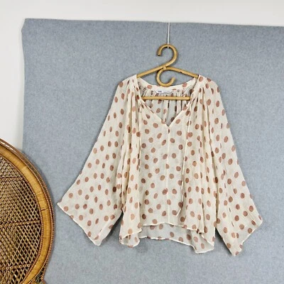 $20.65 • Buy Zara Polka Dot Mesh Blouse Size L Spot Sheer Loose Relaxed Fit