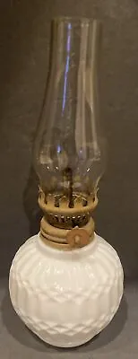 Embossed Spiral Dot Hobnail Miniature Design Milk Glass Oil Lamp Beautiful • $14