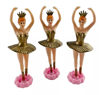 Parrish's Magic Line Cake Toppers Dancing Ballerina  Golden Tutu's Lot Of 3 • $15.15