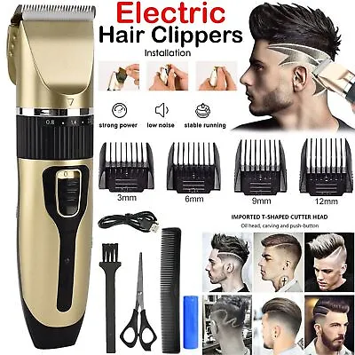 Professional Electric Mens Hair Trimmers Cordless Clippers Body Shaver Machine • £9.89