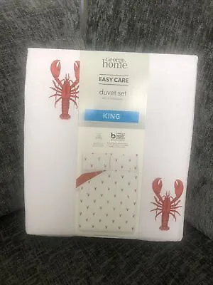 £13.99 • Buy Kingsize Lobster  Duvet Cover Bed Set Easy Care Reversible George New