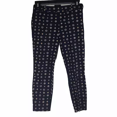 J.CREW Minnie Cropped Ankle Pants Womens Navy Blue Medallion Side Zip Pockets 2 • $17.49