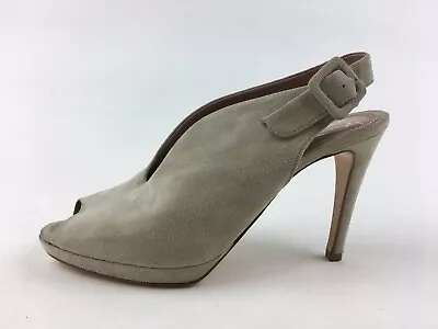 VC Signature Peep Toe Sling Back Heels Women’s Size EUR 38.5 Beige Suede 3318 • $40