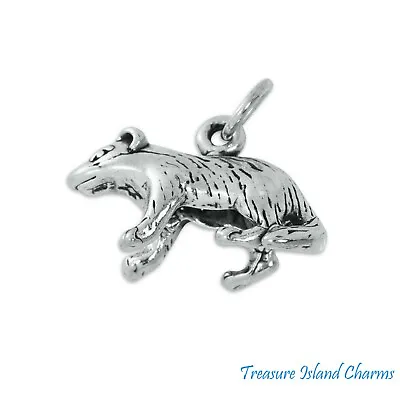 $18.95 • Buy Badger Animal 3D 925 Sterling Silver Charm Pendant Wisconsin MADE IN USA