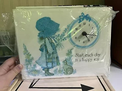 Holly Hobbie Vintage Acrylic Wall Clock “Start Each Day A Happy Way” Girl Flower • $12