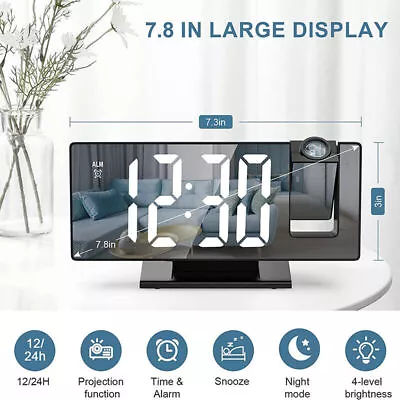 7.8'' Digital LED Projector Temperature Time Alarm Clock Projection Monitor USB • $21.57