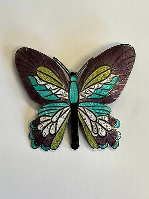 Vintage Margot De Taxco Enamel Butterfly Sterling Silver Pin-Missing Pin Closure • $34.99