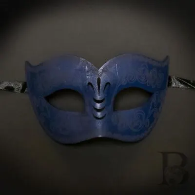 Men's Leather Masquerade Mask For Masquerade Ball Navy Blue • $19.95