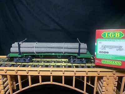 LGB 4066 G Scale Green Flatcar With Log Load & Stakes * New In Box • $99.99