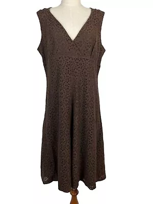 Issac Mizrahi For Target Brown Floral Lace A-Line Dress Sleeveless Size Large • $12.99