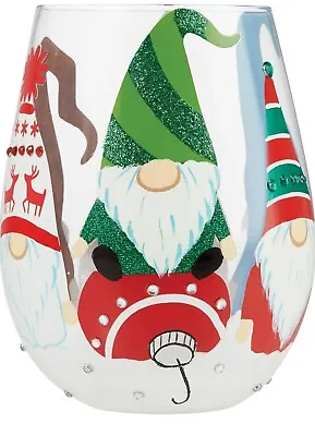 Lolita Holiday Up To Gnome Good Hand-Painted 2022 Stemless Wine Glass 20oz • £33.90