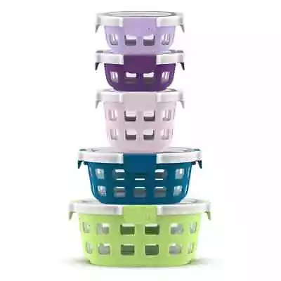 Ello Duraglass Round Lime Zest Glass Food Storage Set 10 Piece • $25.47