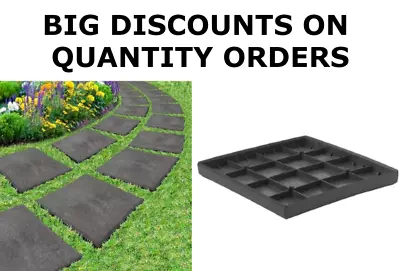 Garden Stepping Stone Square Grey Black Marble Effect Recycled Rubber 30x30cm • £20.50