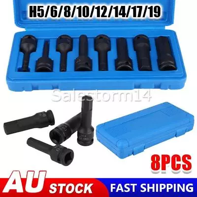 Black 8Pcs 1/2  Inch Durability Drive Air Allen Hex Key Bit Socket Set H5-H19 OZ • $32.24