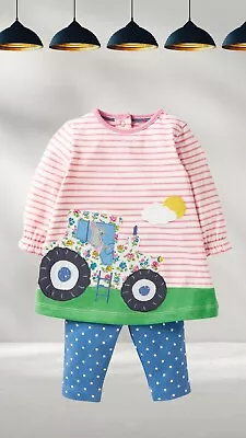 Ex Baby Boden Big Applique Dress Set In Elizabethan Blue Farm (A Bit Defect) • £12.50