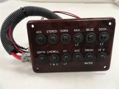 $55.97 • Buy Push To Reset Woodgrain 12 Circuit Breaker Panel 6  X 4  Marine Boat