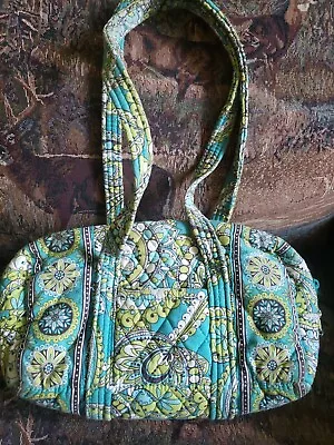 VERA BRADLEY PURSE DOUBLE ZIP CLOSURE BLUE GREEN Peacock Shoulder Bag • $10