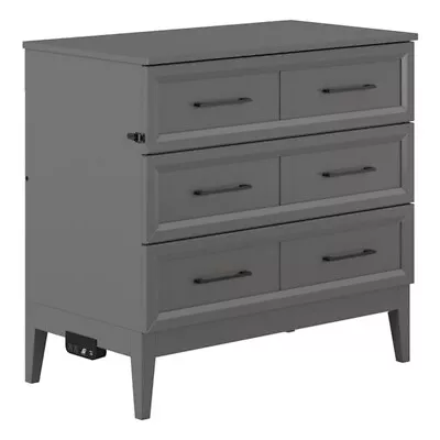 Santa Fe Twin Murphy Bed Chest With Mattress & Built-in Charger In Gray • $968.99