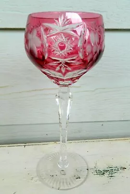 Nachtmann Early Cut-To-Clear Red TALL HOCK WINE GLASS • $49