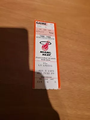 Miami Heat Inaugural Season Ticket Stub La Lakers Magic Kareem Nba Hof • $25