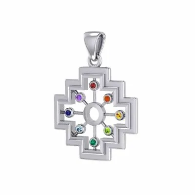 Inka Cross Pendant Chakra Gems Sterling Silver Pendant By Peter Stone Jewelry • $96