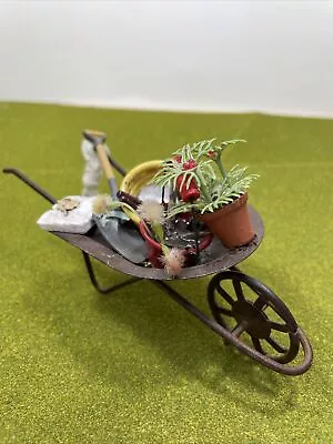 Dollhouse Miniatures ~ Artisan Made Decorated Wheelbarrow • $24.99