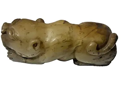Russeted White And Brown Jade Figure Of A Crouching Lion Song Dynasty 960-1279ad • £108.79