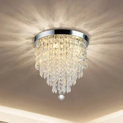 Modern Crystal Chandelier LED Flush Mount Ceiling Light Fixture Pendant Light • $50.39