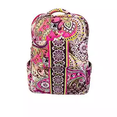 Vera Bradley Very Berry Paisley Cotton Quilted Backpack Travel School Bag  • $39.99