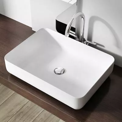 £76.99 • Buy Durovin Bathrooms Basin Sink Stone Solid Rectangle Countertop & Waste Plug 550mm