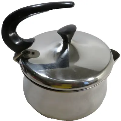 VTG Farberware Stainless Steel Tea Kettle  2 Qt Swoop Handle Pot • $24.99