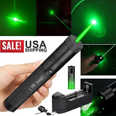 5000Miles 532nm Green Laser Pointer Rechargeable Pen Visible Beam Light Lazer • $12.88