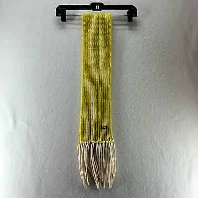 J. Crew Scarf Womens One Size Wool Rectangle Chunky Knit Fringed Winter Yellow • $14.99