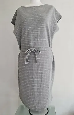 COTTON CLUB Ladies Grey/White Striped Sleeveless Summer Short Dress. Large. NEW! • £14.25