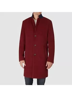 TOMMY HILFIGER Mens Addison Maroon Single Breasted Wool Blend Overcoat 46R • $53.99