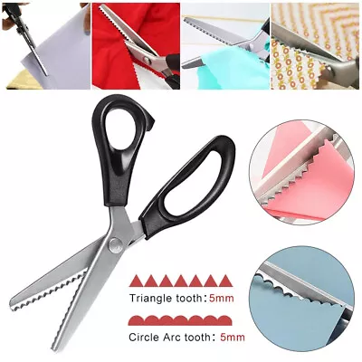 Stainless Steel Dressmaking Scissors Pinking Shears Craft Zig Zag Cut Scissors • £5.07