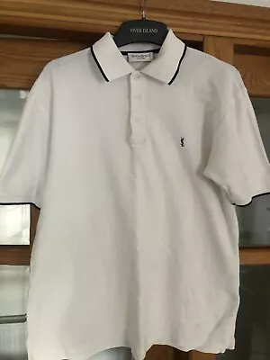 Mens Yves Saint Laurent Polo Size S YSL Vintage T-Shirt Short Sleeve White • £9.99