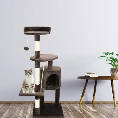 Large Cat Scratching Post Cat Tree Tall Climbing Tower Activity Centre House UK • £28.99