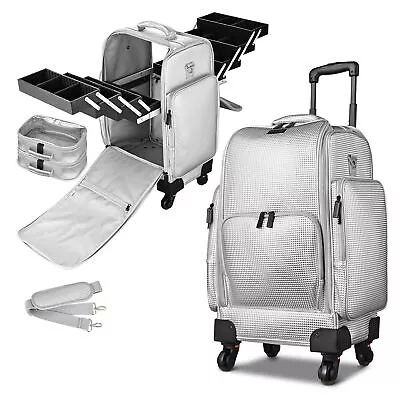 BYOOTIQUE Soft Sided Rolling Makeup Train Case Cosmetic Organizer Travel Trolley • $149.90