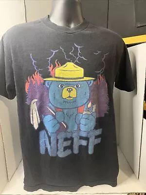 NEFF T-Shirt Sz Medium Smokey The Bear Holding Lighter And Molotov Cocktail Used • $19.99