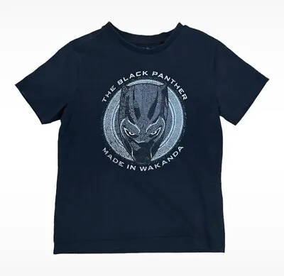 £2.49 • Buy Boys Black Panther Marvel T-shirt Age 5-6 Black With Grey Motif