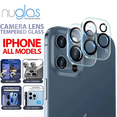 $5.49 • Buy Nuglas Camera Lens Tempered Glass Protector For IPhone 14 13 12 Pro Max XS XR 8