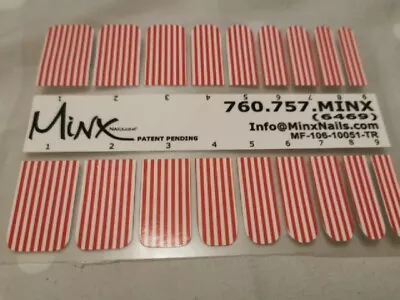 Red & White Stripes MINX PROFESSIONAL NAIL WRAPS NEW SALON QUALITY  • $18.65